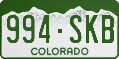 CO license plate 994SKB