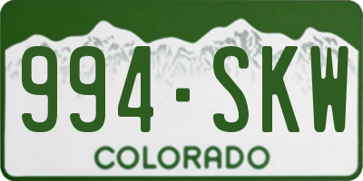 CO license plate 994SKW