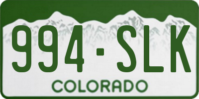 CO license plate 994SLK