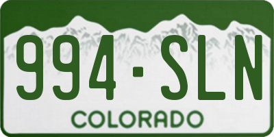 CO license plate 994SLN