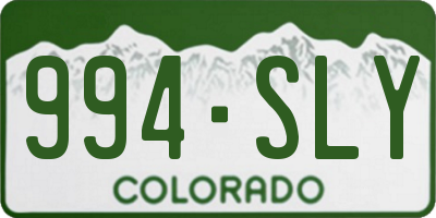 CO license plate 994SLY
