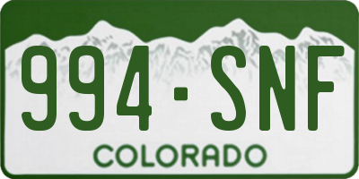 CO license plate 994SNF