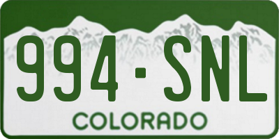 CO license plate 994SNL