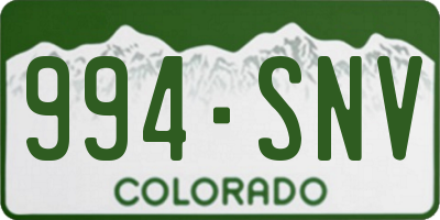 CO license plate 994SNV