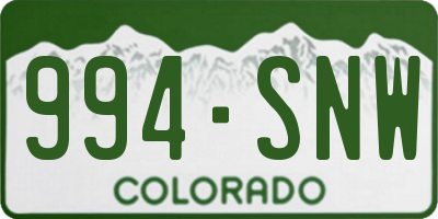 CO license plate 994SNW