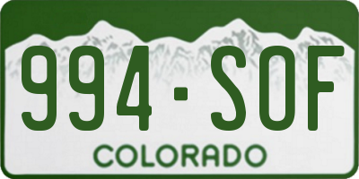 CO license plate 994SOF