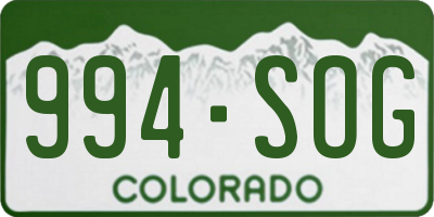 CO license plate 994SOG