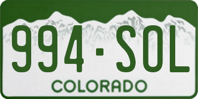 CO license plate 994SOL