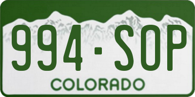 CO license plate 994SOP