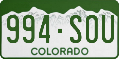 CO license plate 994SOU