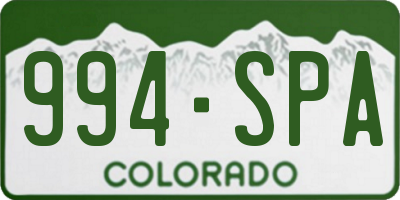 CO license plate 994SPA