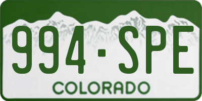 CO license plate 994SPE