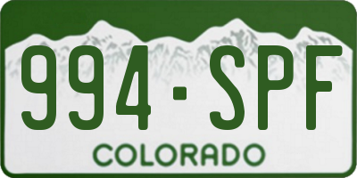CO license plate 994SPF