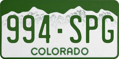 CO license plate 994SPG