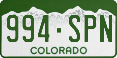 CO license plate 994SPN