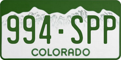 CO license plate 994SPP