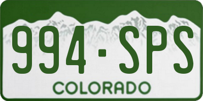 CO license plate 994SPS