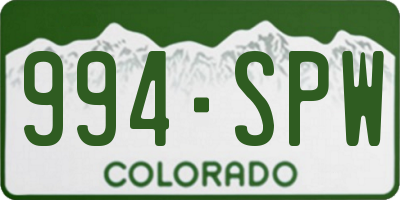 CO license plate 994SPW