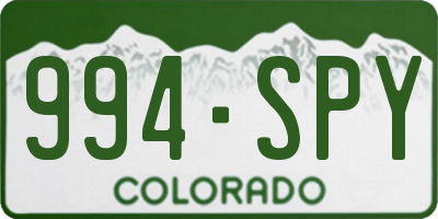 CO license plate 994SPY