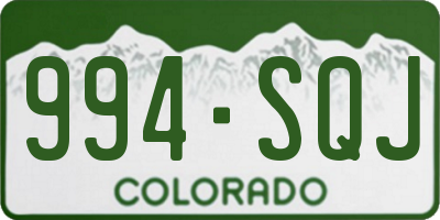 CO license plate 994SQJ