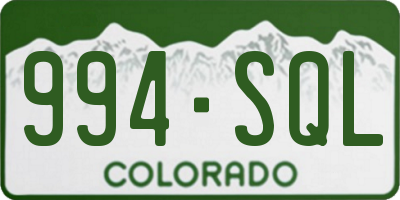 CO license plate 994SQL
