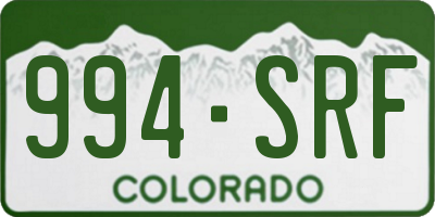 CO license plate 994SRF