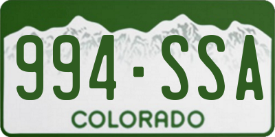 CO license plate 994SSA