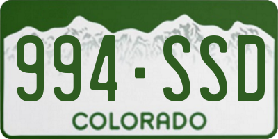 CO license plate 994SSD