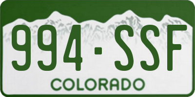 CO license plate 994SSF