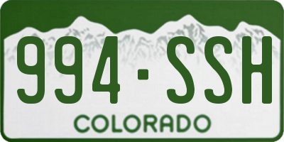 CO license plate 994SSH