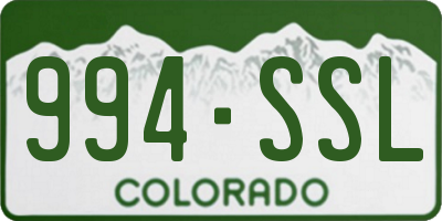 CO license plate 994SSL