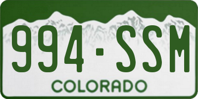 CO license plate 994SSM