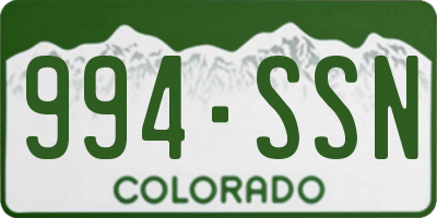 CO license plate 994SSN