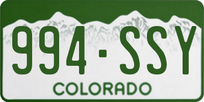 CO license plate 994SSY
