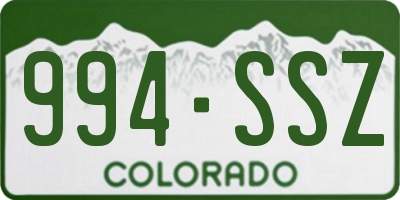 CO license plate 994SSZ