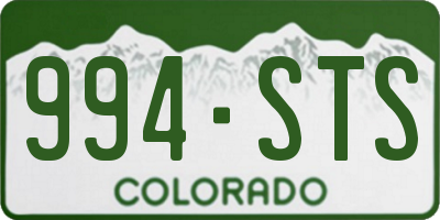 CO license plate 994STS