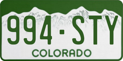 CO license plate 994STY