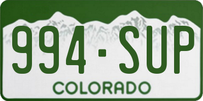 CO license plate 994SUP