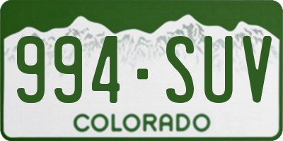 CO license plate 994SUV