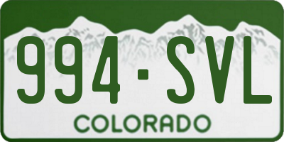 CO license plate 994SVL