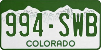 CO license plate 994SWB