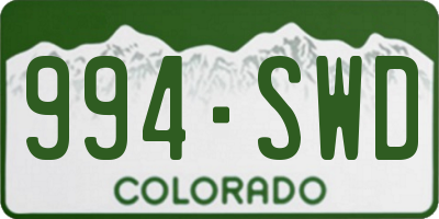 CO license plate 994SWD