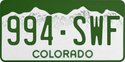 CO license plate 994SWF