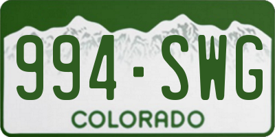 CO license plate 994SWG
