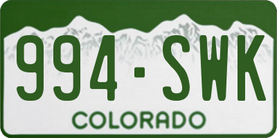 CO license plate 994SWK