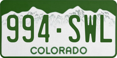 CO license plate 994SWL