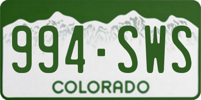 CO license plate 994SWS
