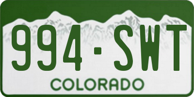 CO license plate 994SWT