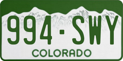 CO license plate 994SWY