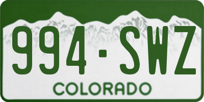 CO license plate 994SWZ